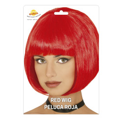 Krátká paruka mikádo s ofinou červená